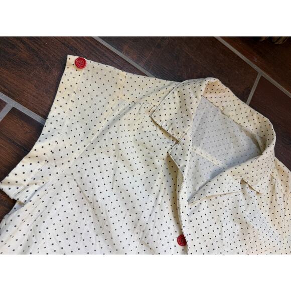 Vintage 80s Polka Dot Red Button Collar Shirt - Picture 3 of 5